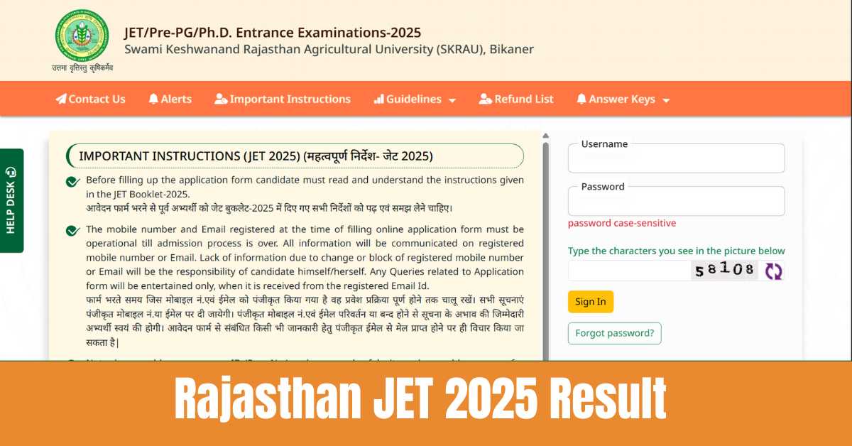 Rajasthan JET Result 2025 OUT on (July 29) jetskrau2025.com, Direct Link, Steps to Download Here